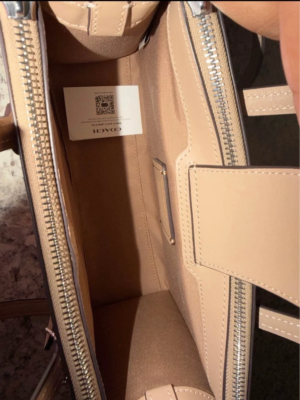 Coach Taupe Leather Satchel with Signature C Applique